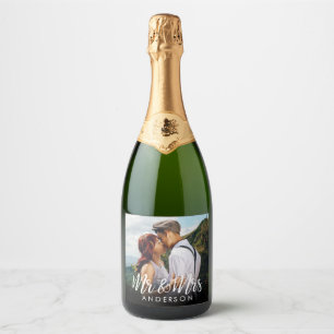Custom Champagne Wedding Photo Sparkling Wine Label