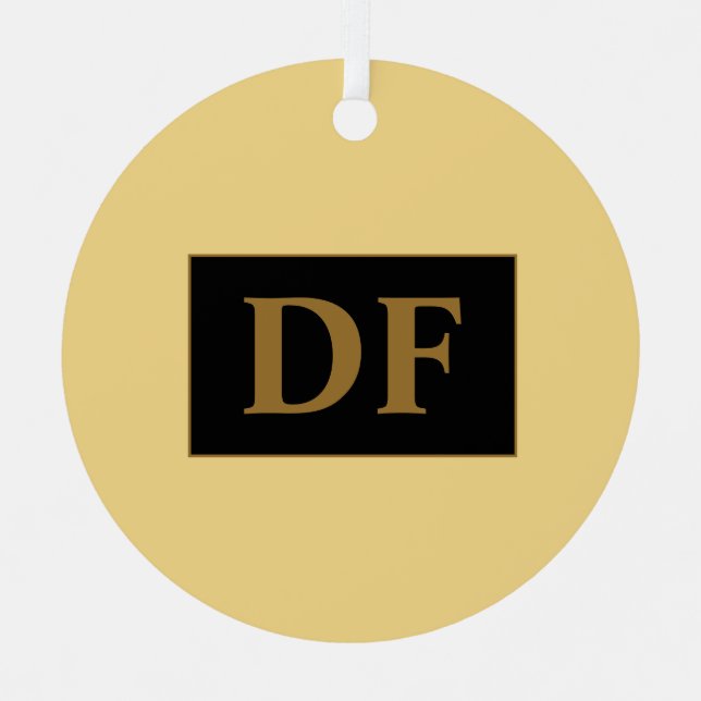 Custom Champagne With Gold Initials Metal Ornament (Front)