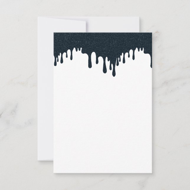 Custom Charcoal Drip RSVP Card – Clean White Base (Front)