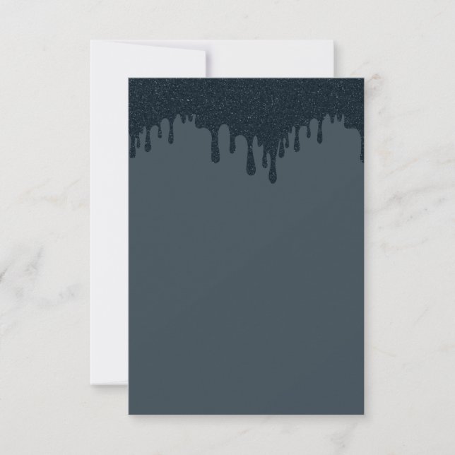 Custom Charcoal Drip RSVP Card – Modern Ink Top (Front)