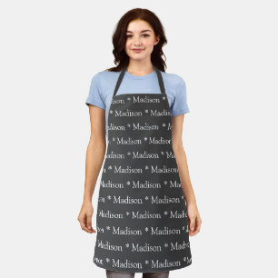 Custom charcoal grey name text modern pattern apron