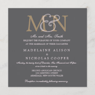 Custom charcoal modern wedding invite