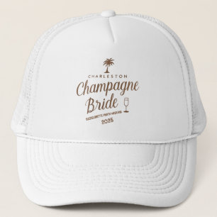 Custom Charleston Champagne Bride Bachelorette Trucker Hat