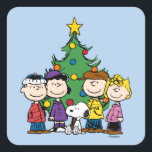 Custom Charlie Brown and Friends Square Sticker<br><div class="desc">Celebrate your Birthday with this super cute Birthday shirt featuring the Peanuts Gang.</div>