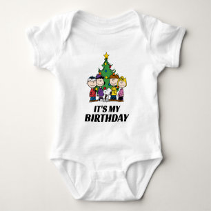 Custom Charlie Brown and Friends Winter Birthday Baby Bodysuit