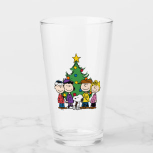 Custom Charlie Brown and Friends Winter Birthday Glass