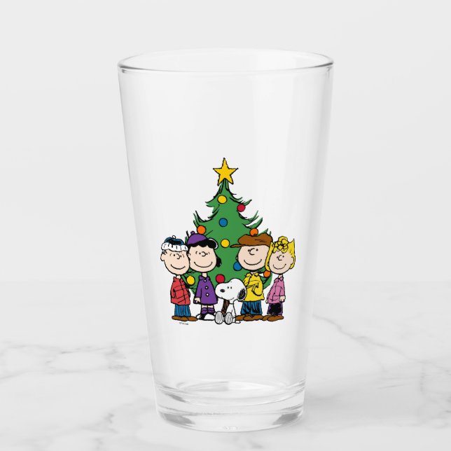 Custom Charlie Brown and Friends Winter Birthday Glass (Front)
