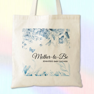 Custom Charming Blue Fine Art Florals Baby Shower Tote Bag