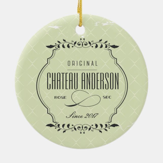Custom chateau Rose Sec wine Christmas ornament (Back)