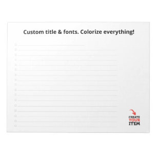 Custom CHECKLIST editable minimalist simple clean Notepad