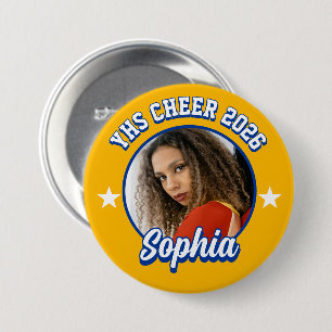 Custom Cheerleader Brag Button, Game Day Cheer 3 Inch Round Button