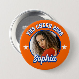 Custom Cheerleader Brag Button, Game Day Cheer 3 Inch Round Button