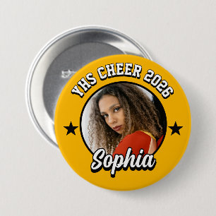 Custom Cheerleader Brag Button, Game Day Cheer 3 Inch Round Button