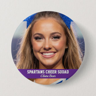 Custom Cheerleader Photo Button Spirit Cheer Pin