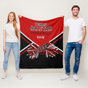 Custom - Cheerleader 📣 - Red, Black & White Fleece Blanket
