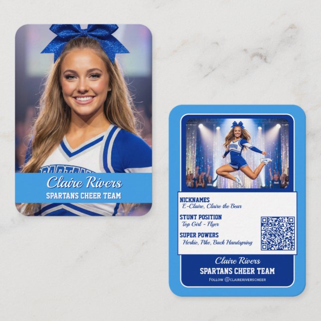 Custom Cheerleader Trading Cards Team Card QR Code (Front/Back)