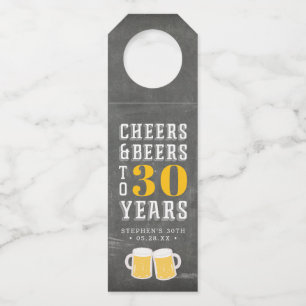 Custom Cheers & Beers Milestone Birthday Bottle Tag