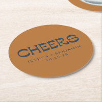 Custom Cheers Copper Navy Blue Modern Wedding