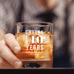 Custom Cheers to 40 Years | Any Milestone Birthday Whiskey Glass<br><div class="desc">Commemorate a special birthday with these awesome personalized party favour glasses. Design features "cheers to XX years" in white lettering; example shown for a 40th birthday. Add the occasion and date beneath for a unique birthday party keepsake.</div>