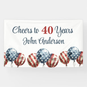 Custom Cheers to 40 Years Birthday Party  Banner