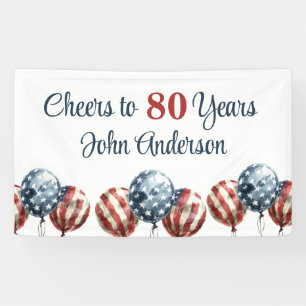 Custom Cheers to 80 Years Birthday Party Banner