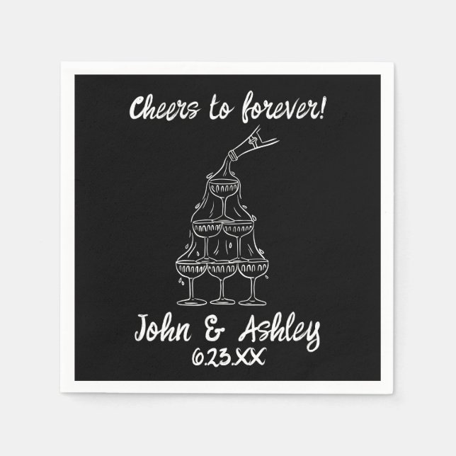 Custom Cheers to Forever Personalized Wedding Napkin (Front)