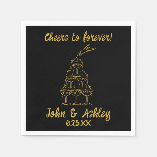 Custom Cheers to Forever Personalized Wedding Napkin (Front)
