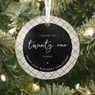 Custom Cheers to Twenty One Years 21st Birthday Glass Ornament