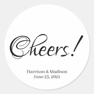 Custom Cheers Wedding gift favour tag stickers