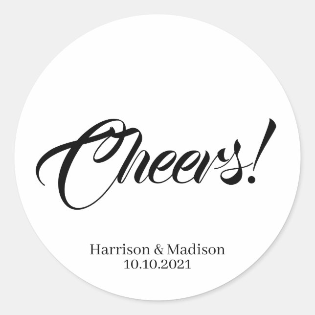 Custom Cheers Wedding gift favour tag stickers (Front)