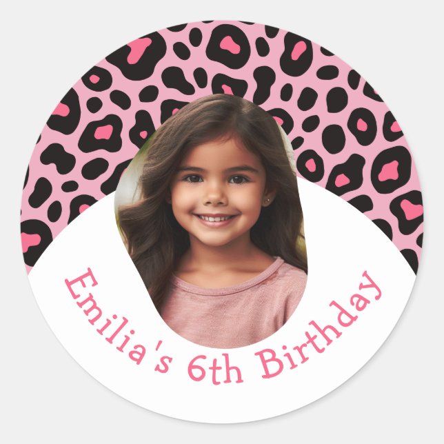 Custom Cheetah Birthday Party Favours Any Age  Classic Round Sticker (Front)