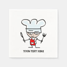 Custom chef cook cartoon paper party napkins