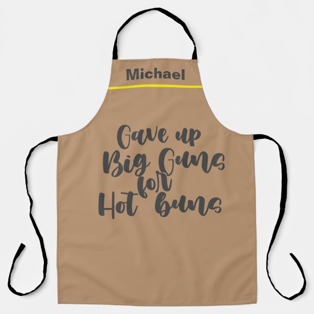 Custom Chef Name Personalized Big Guns Hot Buns  Apron (Front)