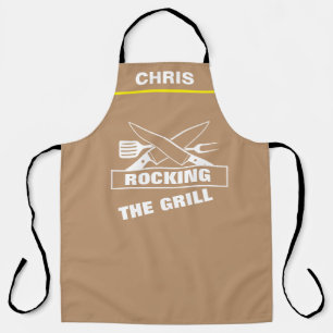 Custom Chef Name Personalized Rock The Grill BBQ Apron