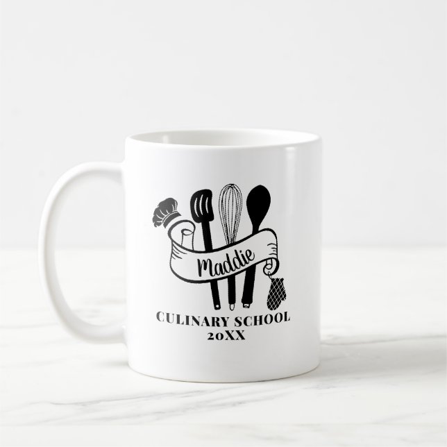 Custom Chef Utensil Cooking School  Coffee Mug (Left)