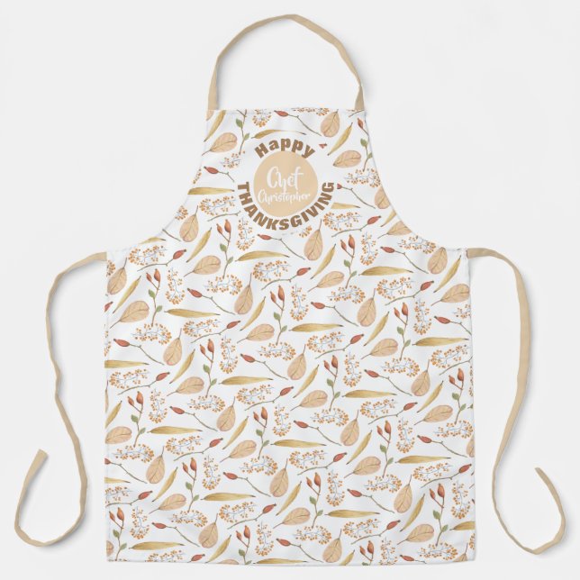 Custom Chef's Happy Thanksgiving Apron (Front)