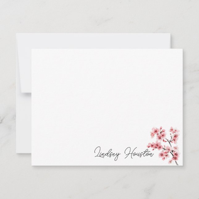 Custom Cherry Blossom Note Card (Front)