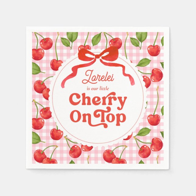 Custom Cherry on Top Birthday Napkins (Front)