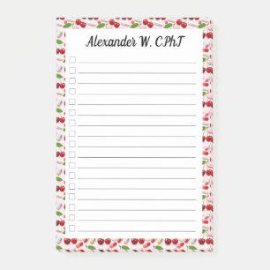 Custom Cherry Pharmacy Tech Check List Post It Post-it Notes