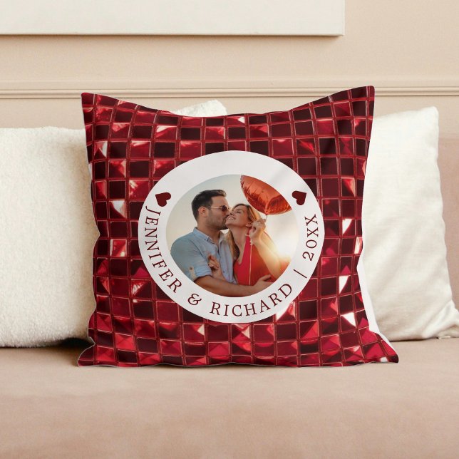 Custom Cherry Valentine's Day with Photo & Text Throw Pillow (Custom Cherry Valentine's Day with Photo & Text Throw Pillow)