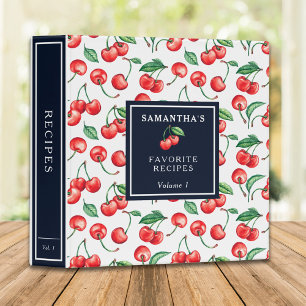 Custom Cherry Watercolor Pattern Recipe Binder