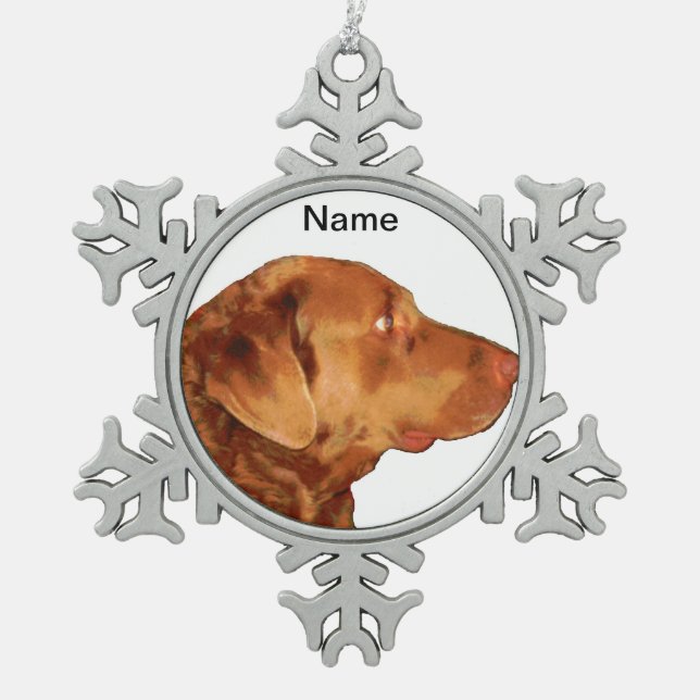 Custom Chesapeake Bay Retriever Snowflake Ornament (Front)