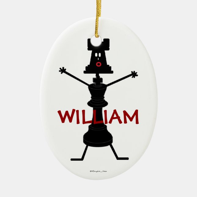Custom Chess Player Ceramic Ornament (Front)