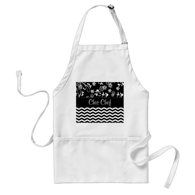 Custom Chevron and Floral Print Chef Aprons (Front)