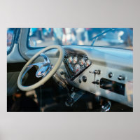 Custom Chevy truck steering wheel and dashboard