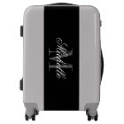 Custom chic black and white name monogram suitcase