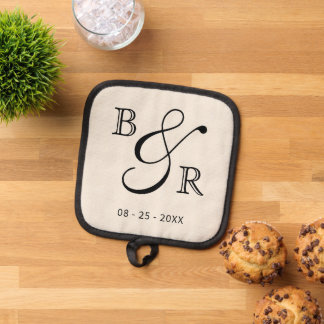 Custom Chic Calligraphy Couple Names Initials Pot Holder