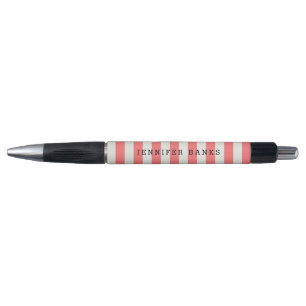 Custom   Chic Coral Stripes Pen