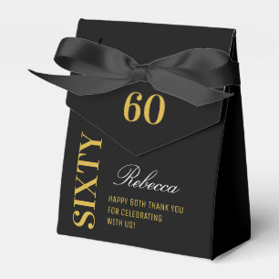 Custom Chic Elegant Sixty Birthday Black & Gold  Favor Box
