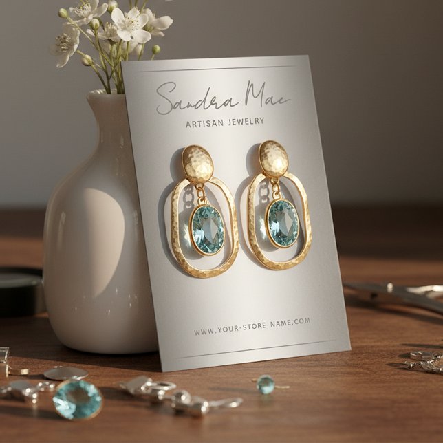 Custom Chic Gray Black White Jewelry Display Card (Creator Uploaded)